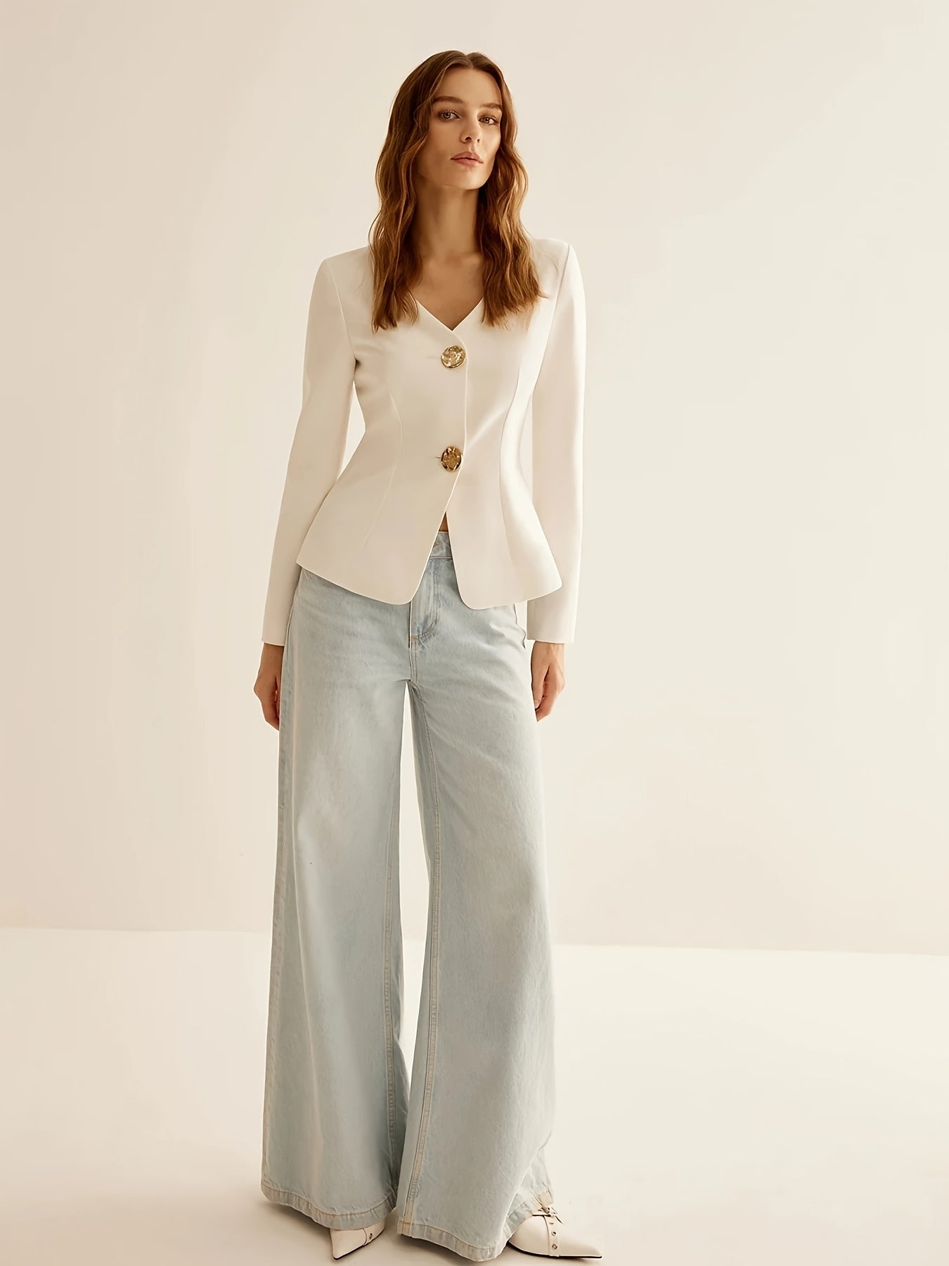 Ivory | Buttoned Blazer