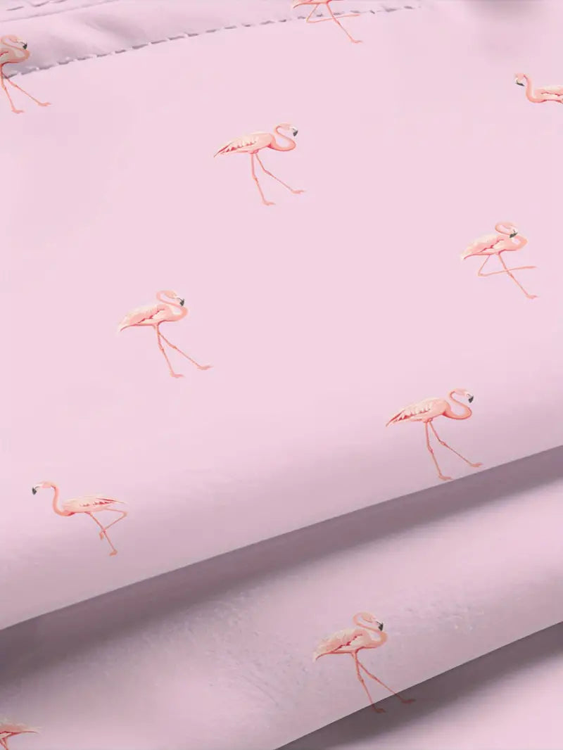 Flamingo print swimming trunks