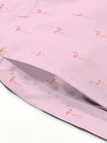Flamingo print swimming trunks