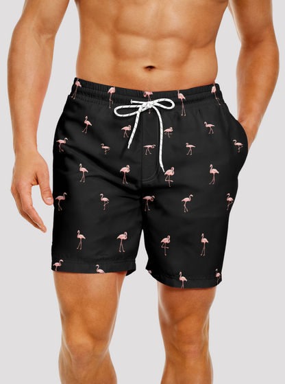 Flamingo print swimming trunks