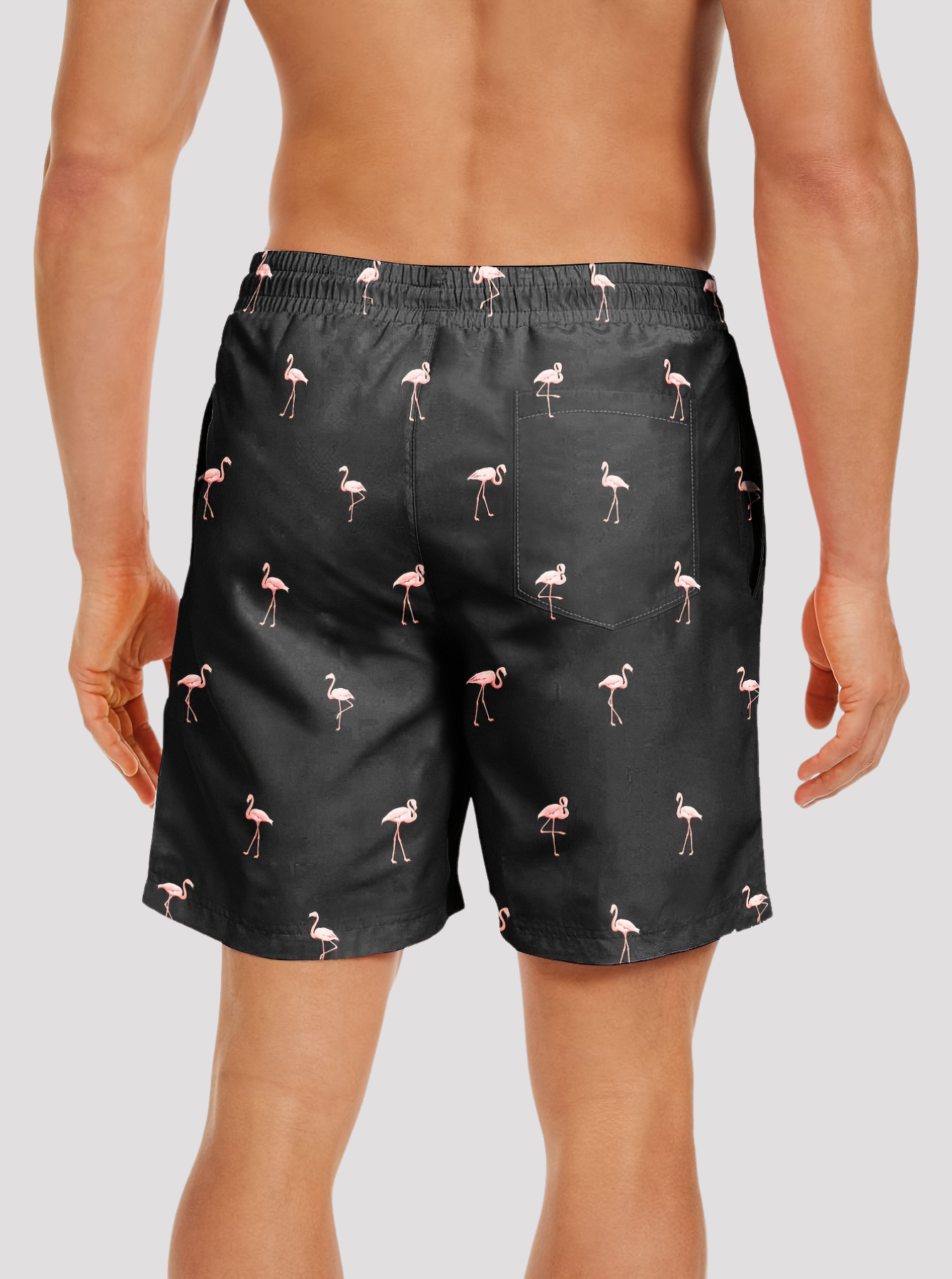 Flamingo print swimming trunks