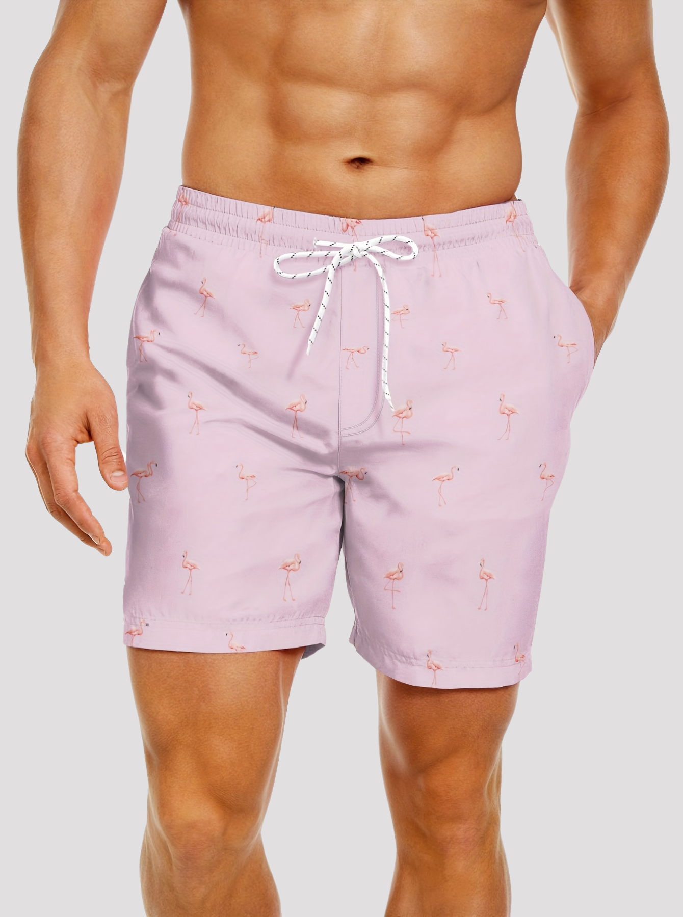 Flamingo print swimming trunks