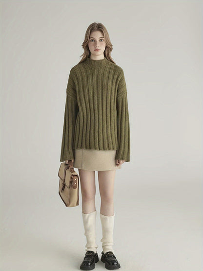 Wide sweater with ribbed detail
