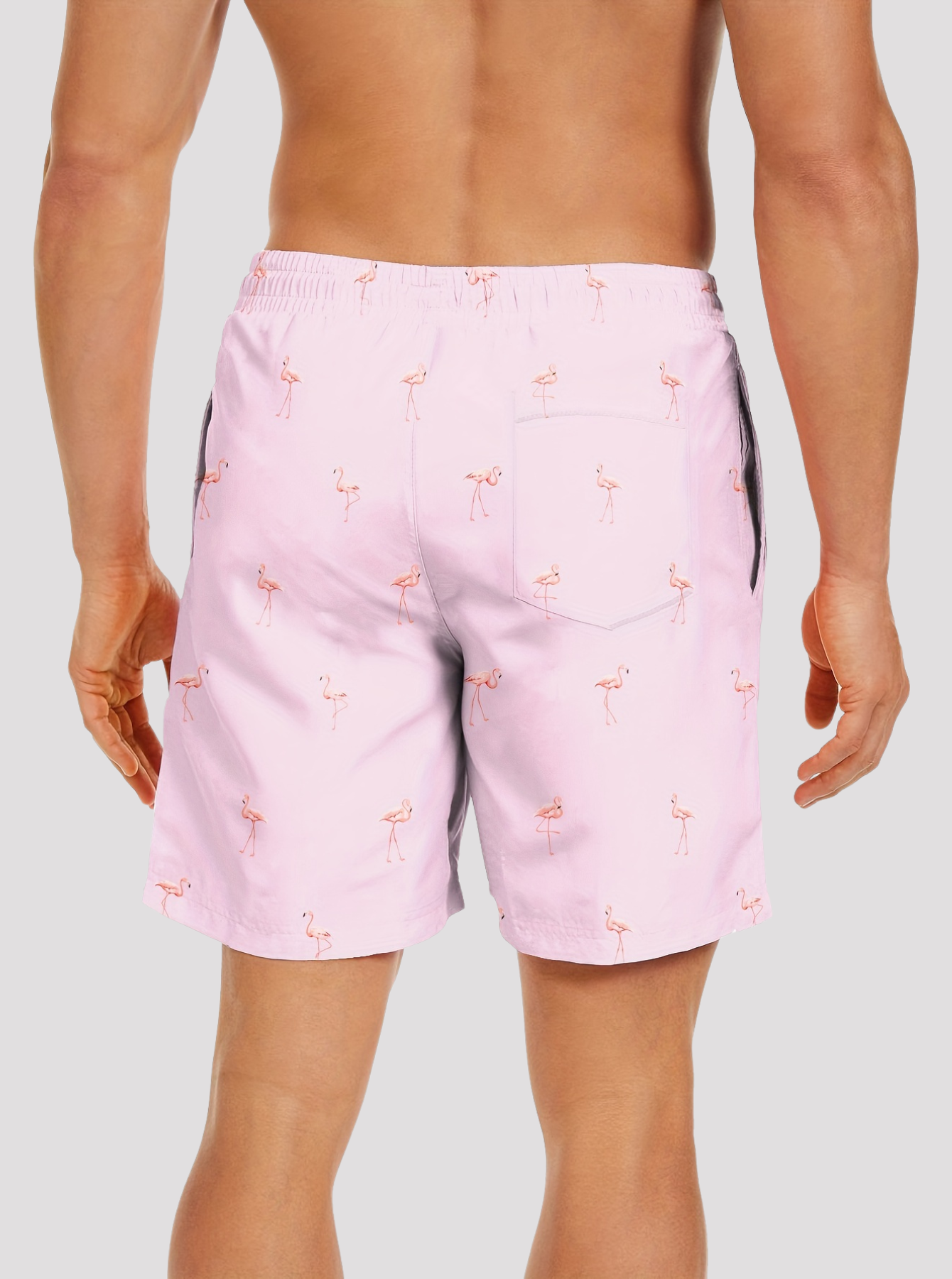 Flamingo print swimming trunks