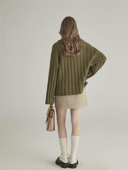 Wide sweater with ribbed detail