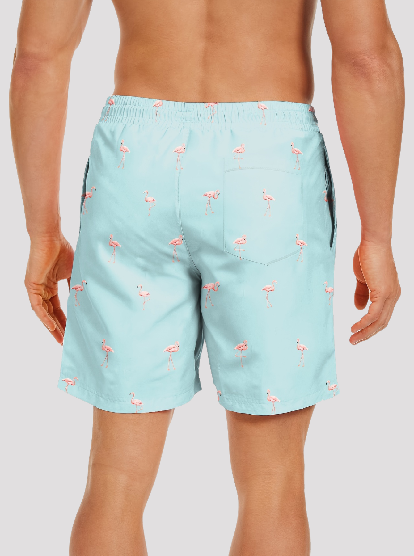 Flamingo print swimming trunks