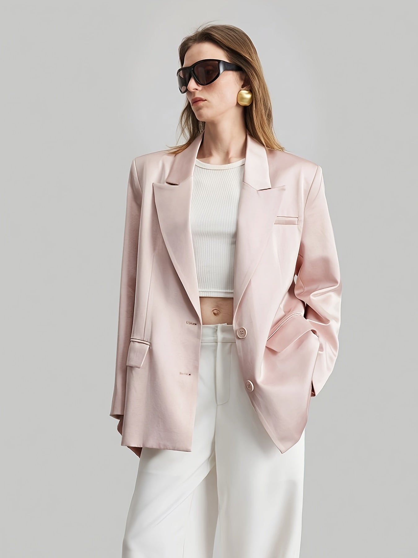 Rose Satin Blazer