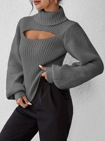 High Neck Sweater with Cutout