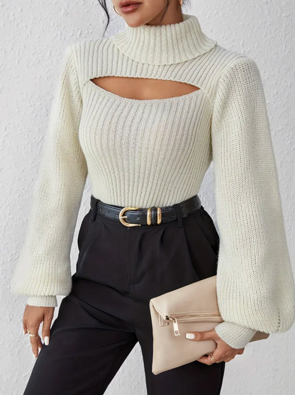 High Neck Sweater with Cutout