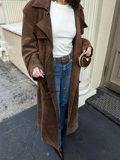 Edith Suede Trench Coat