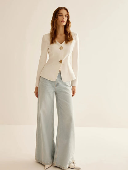 Ivory | Buttoned Blazer