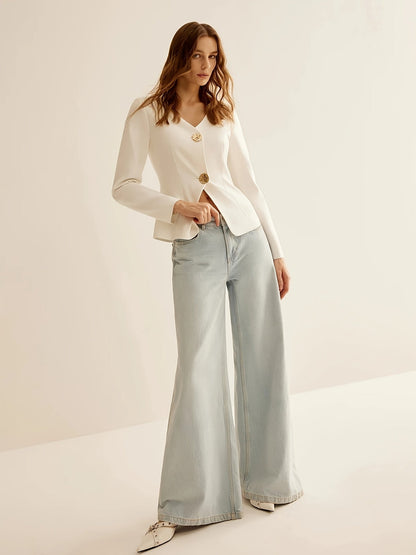 Ivory | Buttoned Blazer