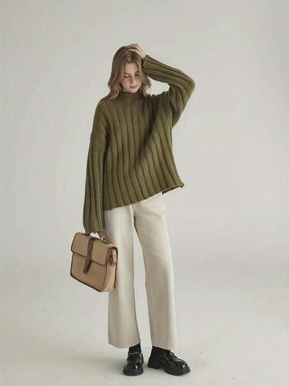 Wide sweater with ribbed detail