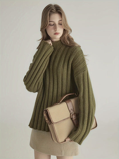 Wide sweater with ribbed detail